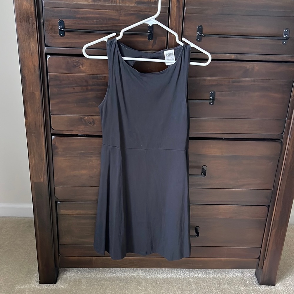 PINK tank black dress with openback